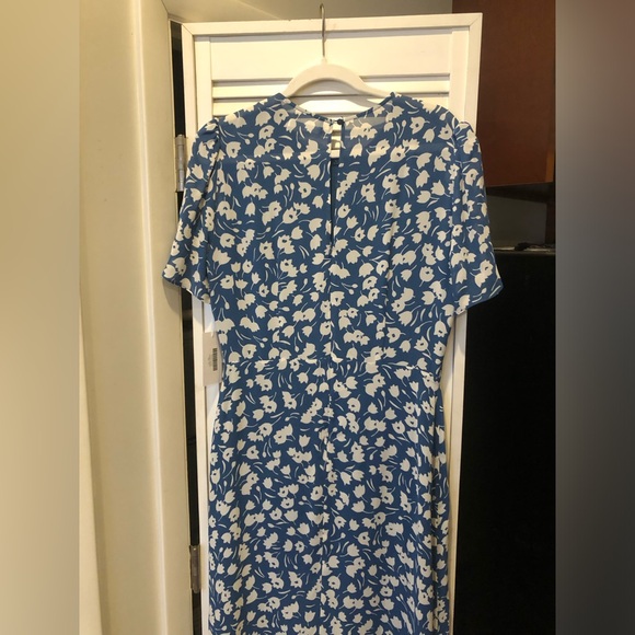 Reformation blue white floral tulip Andre midi Georgette dress size 10 NWT - Picture 6 of 9